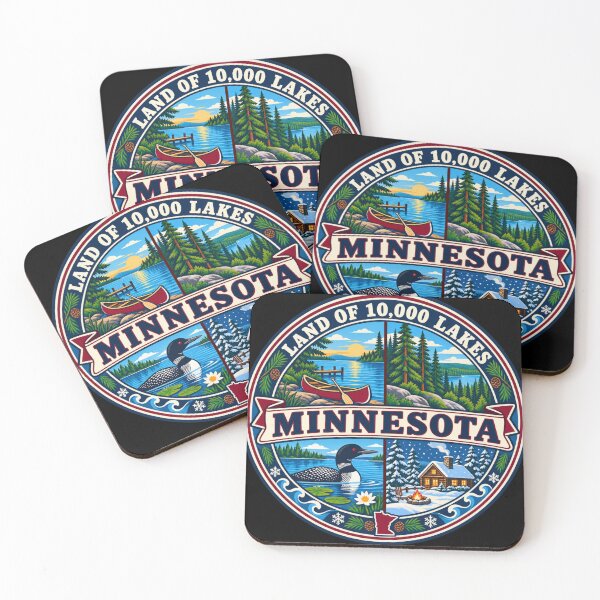 Item preview, Minnesota Land of 10000 Lakes Vintage Cabin Country Badge designed and sold by DreamLayerStudio.