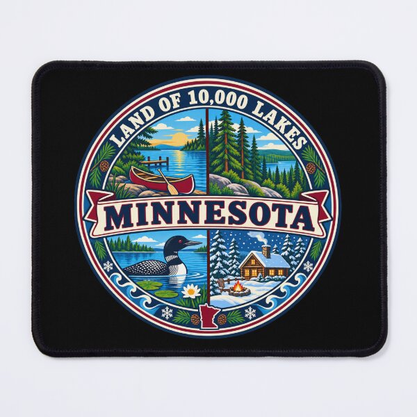Item preview, Minnesota Land of 10000 Lakes Vintage Cabin Country Badge designed and sold by DreamLayerStudio.