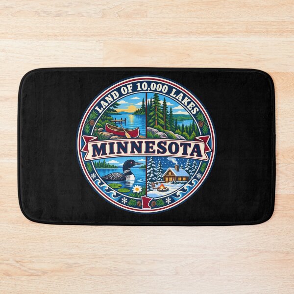 Item preview, Minnesota Land of 10000 Lakes Vintage Cabin Country Badge designed and sold by DreamLayerStudio.
