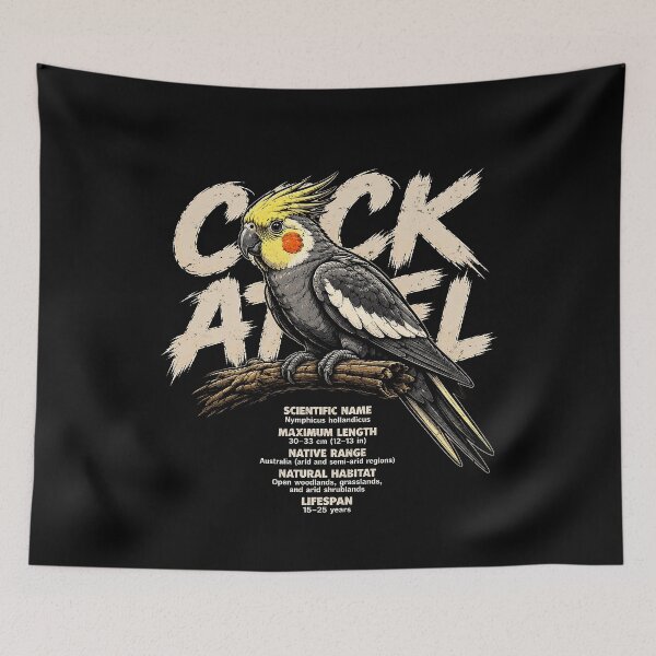 Item preview, Charming cockatiel illustration with fun facts designed and sold by rafaeltto.