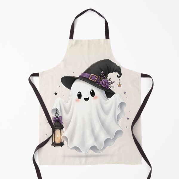 Item preview, Cute Halloween Ghost Witch with Purple Rose Hat and Lantern designed and sold by DoveArtDesigns.