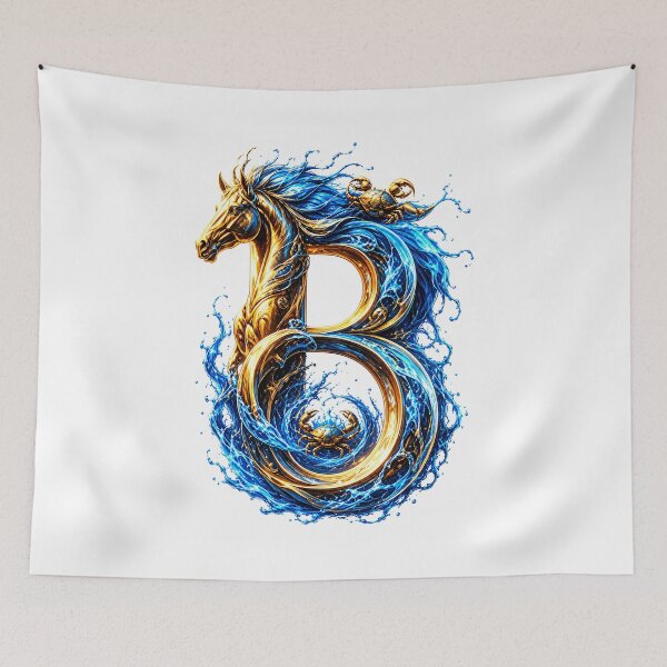 Item preview, Moonhoof Tideguard The Horse-Cancer Zodiac Letter B designed and sold by BlissBlvdShop.