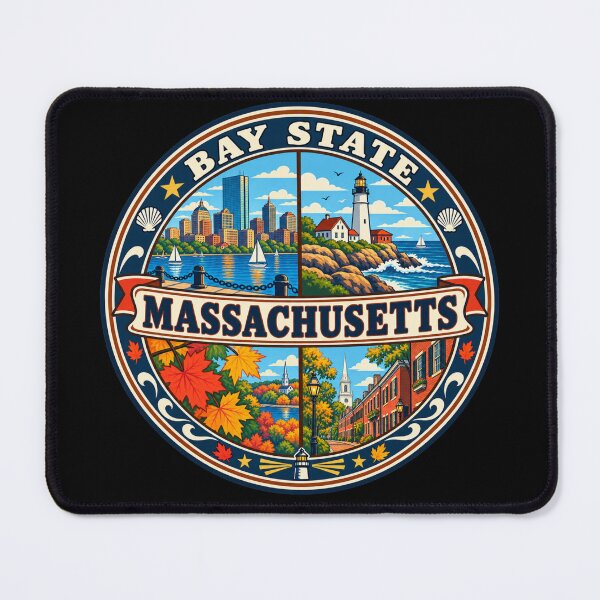 Item preview, Massachusetts Bay State Vintage New England Coastal Badge designed and sold by DreamLayerStudio.
