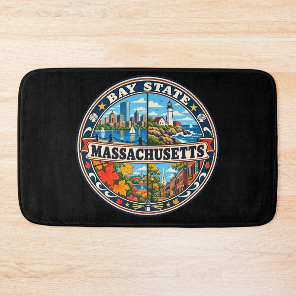 Item preview, Massachusetts Bay State Vintage New England Coastal Badge designed and sold by DreamLayerStudio.