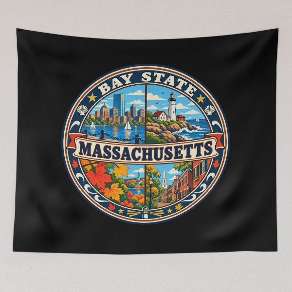 Item preview, Massachusetts Bay State Vintage New England Coastal Badge designed and sold by DreamLayerStudio.