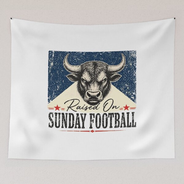 Aperçu de l'œuvre T-shirt vintage Raised On Sunday Football Bull créée et vendue par JanetDiaz93774.