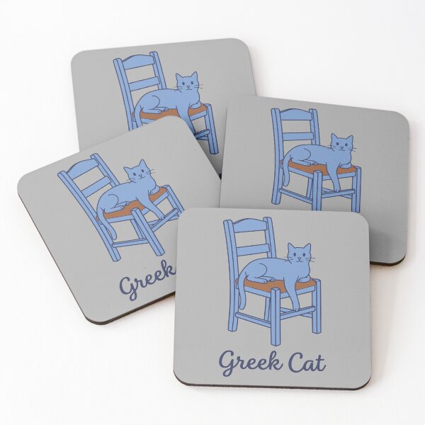 Item preview, Cute Greek Cat Mediterranean Blue Chair Aesthetic designed and sold by MavtM.