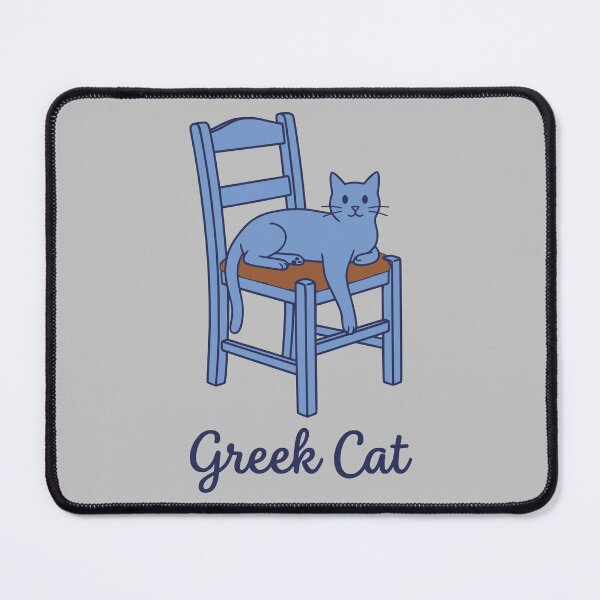 Item preview, Cute Greek Cat Mediterranean Blue Chair Aesthetic designed and sold by MavtM.