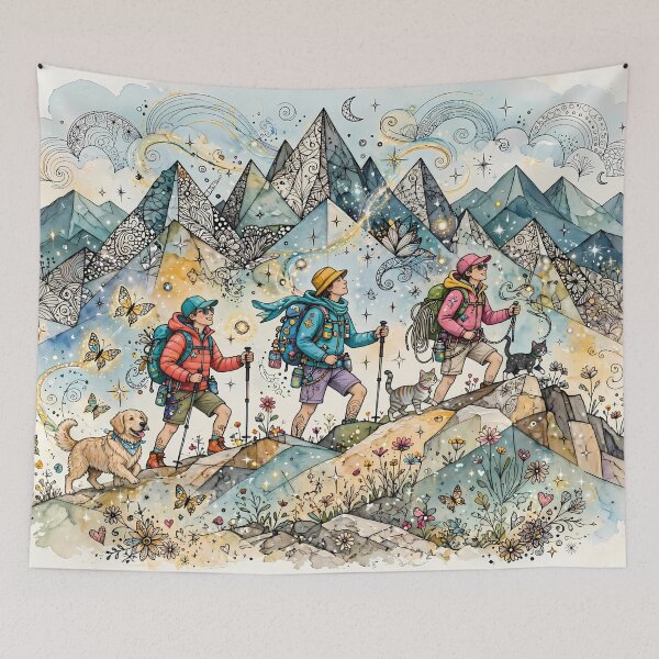 Item preview, Mountain Hike with Pets designed and sold by m-y-A-I-A-R-T-.