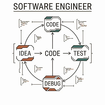 Artwork thumbnail, Code Test Debug Repeat Software Engineer by Amr Darwish Graphic designer