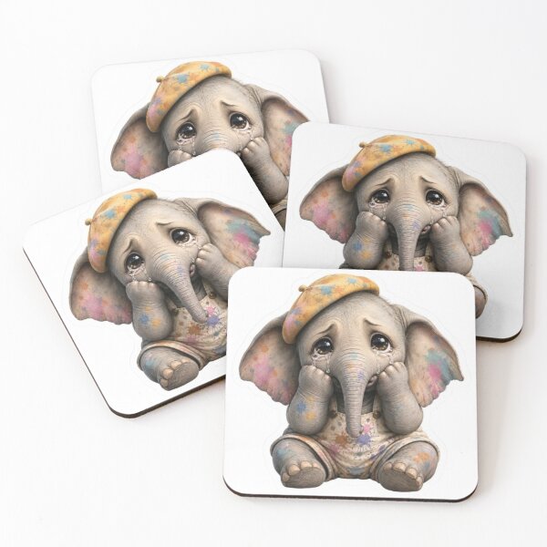 Item preview, Sad Baby Elephant Artist with Paint Splatters designed and sold by Snurly.