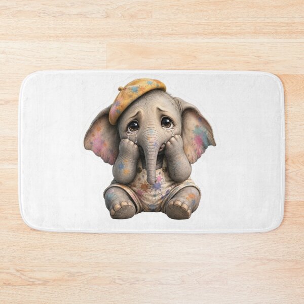 Item preview, Sad Baby Elephant Artist with Paint Splatters designed and sold by Snurly.