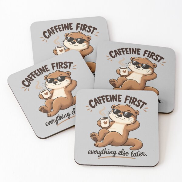 Item preview, Funny Otter Meme Collection - Caffeine First Otter Meme Cartoon - Funny Coffee Humor designed and sold by MiraLumeStudio.