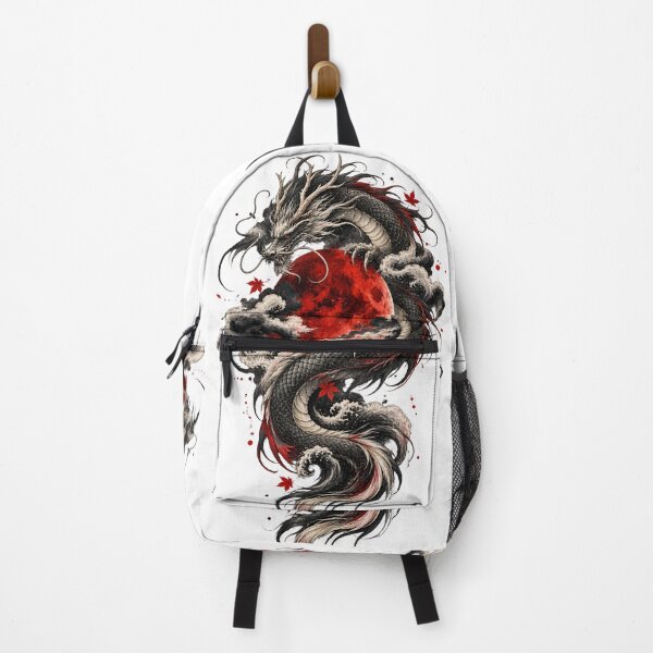 Item preview, Japanese Sumi-e Dragon Under a Blood Moon designed and sold by AbderraimArt.