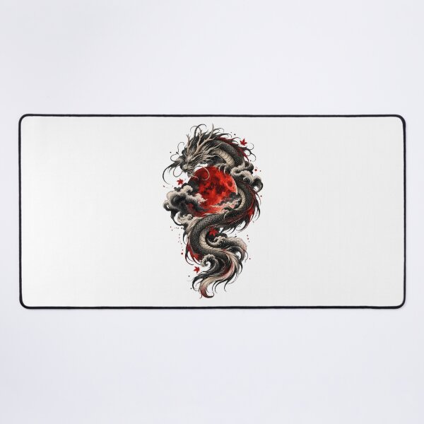 Item preview, Japanese Sumi-e Dragon Under a Blood Moon designed and sold by AbderraimArt.