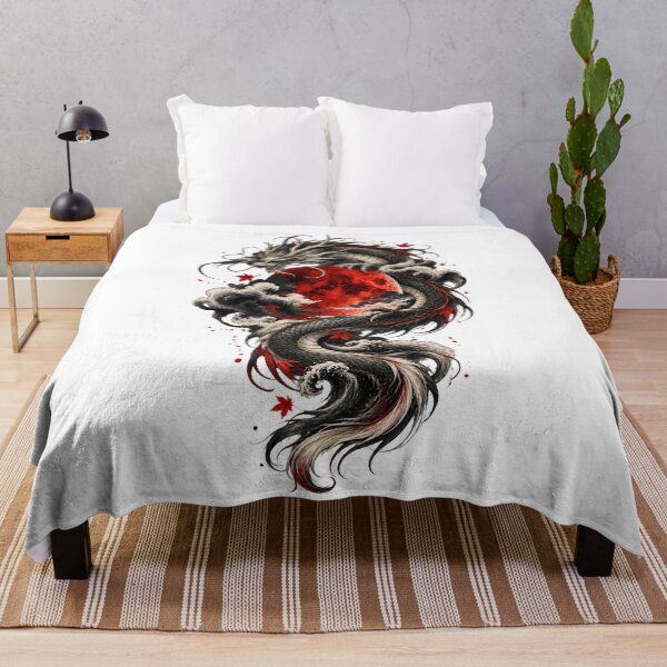 Item preview, Japanese Sumi-e Dragon Under a Blood Moon designed and sold by AbderraimArt.