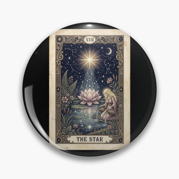 Item preview, The Star Tarot Card Sacred Lotus Botanical Celestial Starlight Art Print designed and sold by FemmePrintHaven.