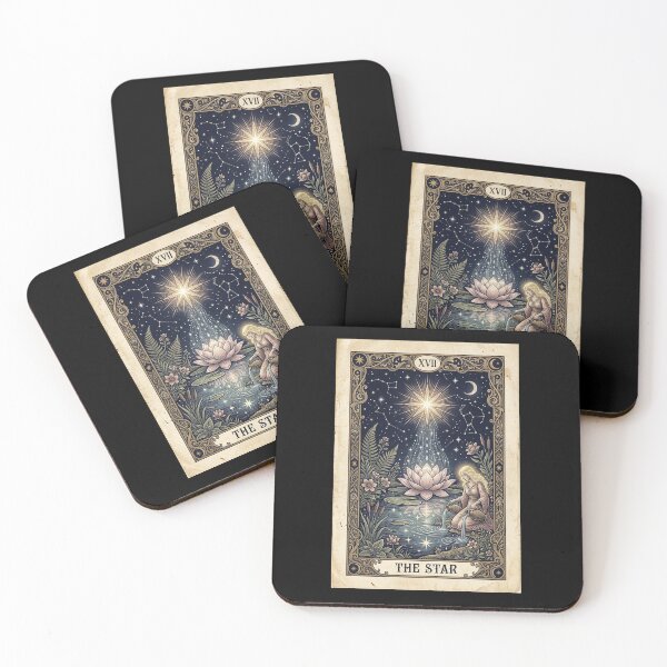 Item preview, The Star Tarot Card Sacred Lotus Botanical Celestial Starlight Art Print designed and sold by FemmePrintHaven.