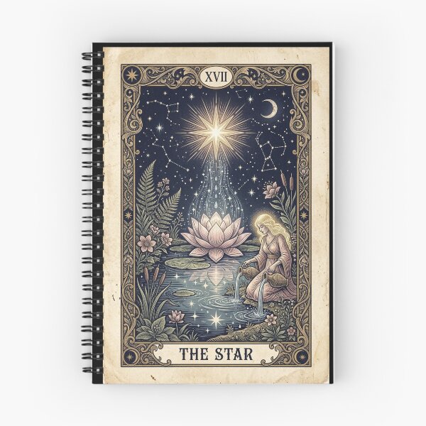 Item preview, The Star Tarot Card Sacred Lotus Botanical Celestial Starlight Art Print designed and sold by FemmePrintHaven.