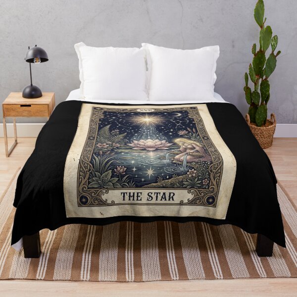 Item preview, The Star Tarot Card Sacred Lotus Botanical Celestial Starlight Art Print designed and sold by FemmePrintHaven.