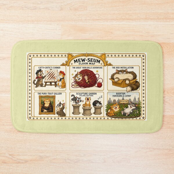 Item preview, Mew-Seum Cat Floor Map - Funny Art Gallery and Cute Kitty Museum Parody designed and sold by SammyMorry.
