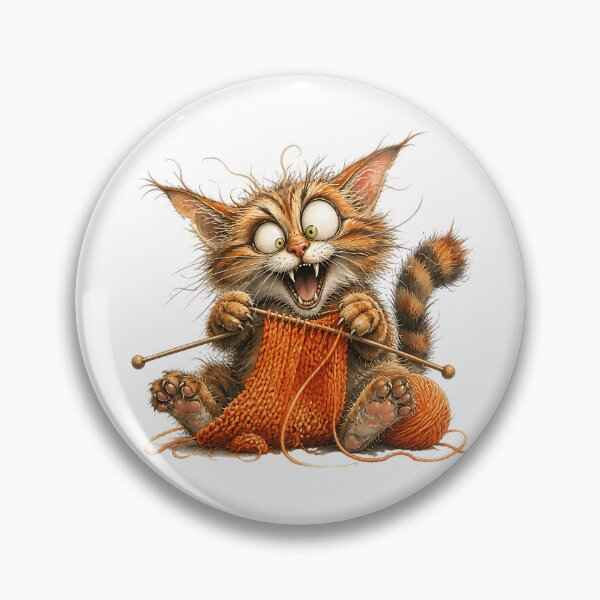 Item preview, Wonky Cat Knitting Wildly With Tangled Orange Yarn designed and sold by Wilcox PhotoArt.