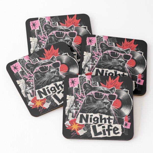 Item preview, Retro Night Life Vinyl Record Panther Mixed Media Art designed and sold by Modern Antique Atelier .