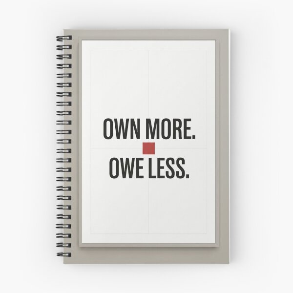 Item preview, Own More Owe Less Swiss Typography Poster designed and sold by Zaramodo.