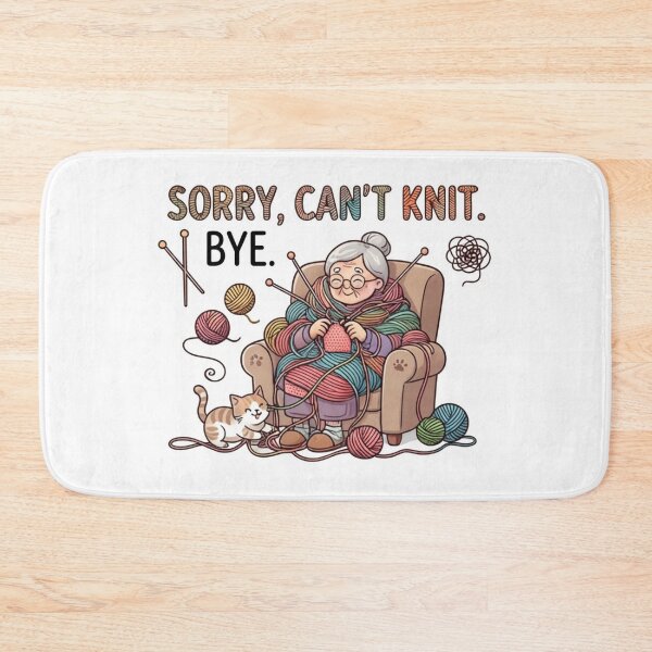 Item preview, Sorry Can't Knit Bye Funny Granny Crafter & Cat Lover Design designed and sold by KTD28_SHOP.