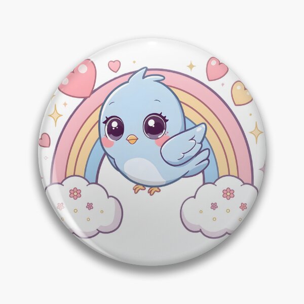 Item preview, Cute Kawaii Bluebird Rainbow | Adorable Bird with Hearts & Clouds designed and sold by dreamz-world.