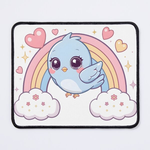 Item preview, Cute Kawaii Bluebird Rainbow | Adorable Bird with Hearts & Clouds designed and sold by dreamz-world.