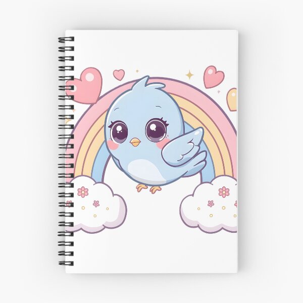 Item preview, Cute Kawaii Bluebird Rainbow | Adorable Bird with Hearts & Clouds designed and sold by dreamz-world.