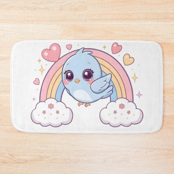 Item preview, Cute Kawaii Bluebird Rainbow | Adorable Bird with Hearts & Clouds designed and sold by dreamz-world.