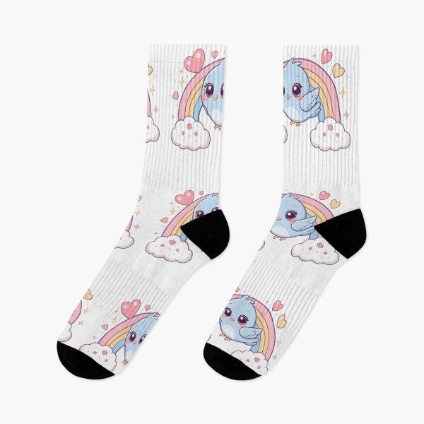 Item preview, Cute Kawaii Bluebird Rainbow | Adorable Bird with Hearts & Clouds designed and sold by dreamz-world.