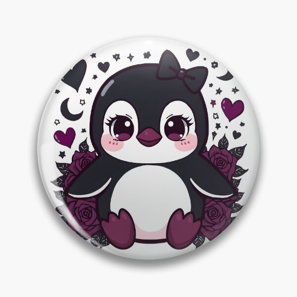 Item preview, Cute Gothic Penguin | Kawaii Dark Penguin with Black Roses & Hearts designed and sold by dreamz-world.