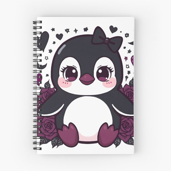 Item preview, Cute Gothic Penguin | Kawaii Dark Penguin with Black Roses & Hearts designed and sold by dreamz-world.