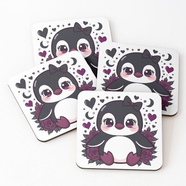 Item preview, Cute Gothic Penguin | Kawaii Dark Penguin with Black Roses & Hearts designed and sold by dreamz-world.