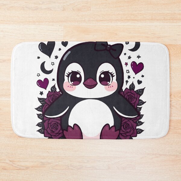 Item preview, Cute Gothic Penguin | Kawaii Dark Penguin with Black Roses & Hearts designed and sold by dreamz-world.