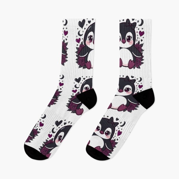 Item preview, Cute Gothic Penguin | Kawaii Dark Penguin with Black Roses & Hearts designed and sold by dreamz-world.