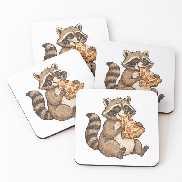 Item preview, Vintage Funny Cute Woodland Raccoon Eating Pepperoni Pizza designed and sold by SOUFIANE1991.