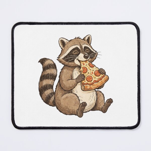 Item preview, Vintage Funny Cute Woodland Raccoon Eating Pepperoni Pizza designed and sold by SOUFIANE1991.