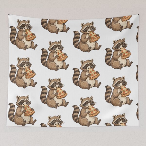 Item preview, Vintage Funny Cute Woodland Raccoon Eating Pepperoni Pizza designed and sold by SOUFIANE1991.