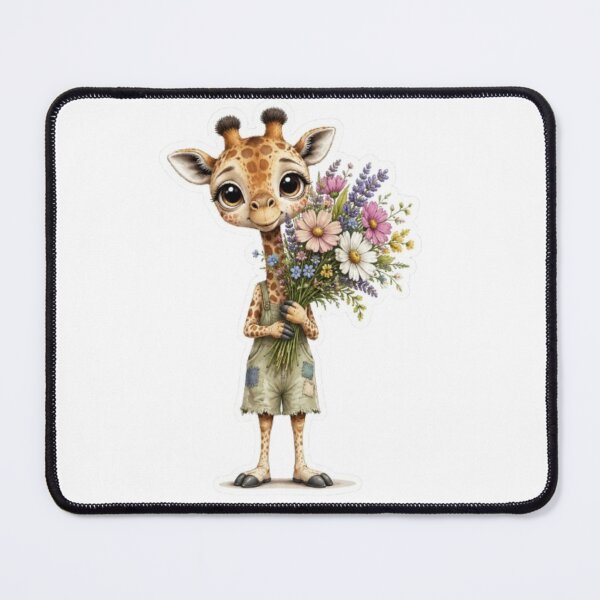 Item preview, Cute Baby Giraffe Holding Wildflowers Bouquet designed and sold by Snurly.