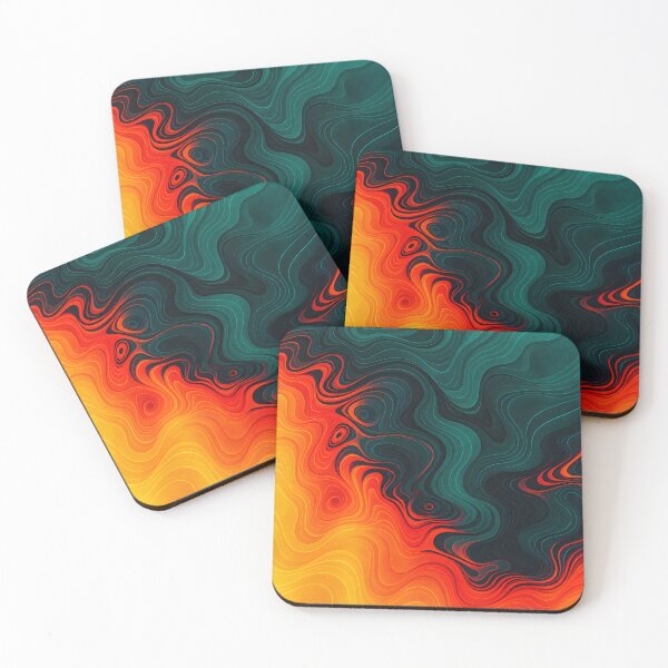 Item preview, Teal Orange Topographic Wave Pattern designed and sold by Evan-Tees.