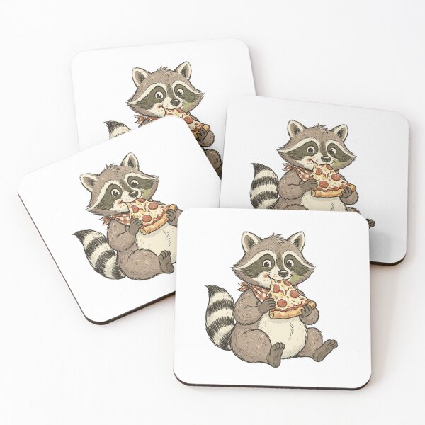 Item preview, Vintage Funny Cute Woodland Raccoon Eating Pepperoni Pizza designed and sold by SOUFIANE1991.