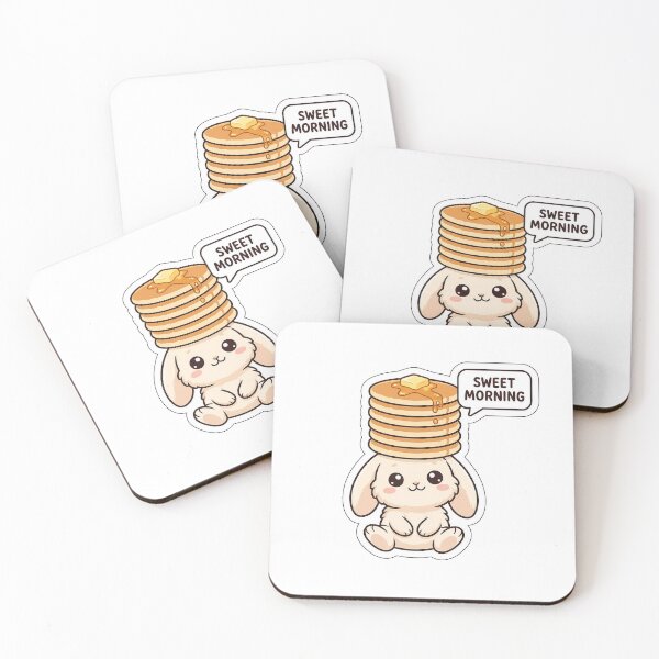 Item preview, Sweet Morning Pancakes - Cute Bunny Breakfast Sticker with Text designed and sold by SimpleP.
