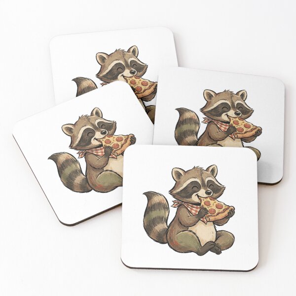 Item preview, Vintage Funny Cute Woodland Raccoon Eating Pepperoni Pizza designed and sold by SOUFIANE1991.