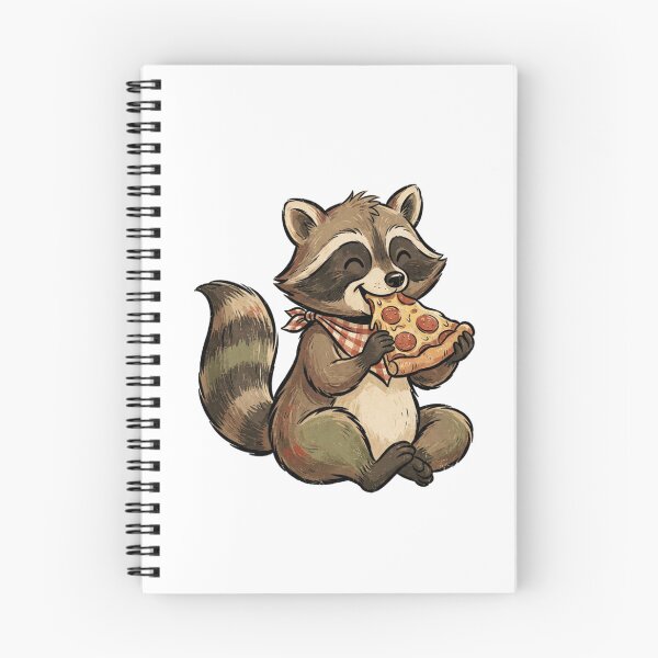 Item preview, Vintage Funny Cute Woodland Raccoon Eating Pepperoni Pizza designed and sold by SOUFIANE1991.