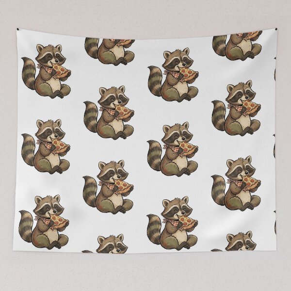 Item preview, Vintage Funny Cute Woodland Raccoon Eating Pepperoni Pizza designed and sold by SOUFIANE1991.