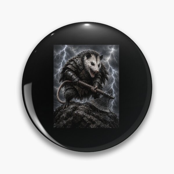 Item preview, Funny Opossum Warrior With Axe Lightning Storm Art designed and sold by elderberry.